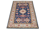 3x5 Navy and Ivory Kazak Tribal Rug