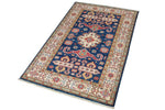 3x5 Navy and Ivory Kazak Tribal Rug