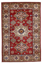 3x5 Red and Ivory Kazak Tribal Rug