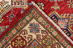 3x5 Red and Ivory Kazak Tribal Rug