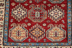 3x5 Red and Ivory Kazak Tribal Rug