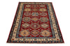 3x5 Red and Ivory Kazak Tribal Rug