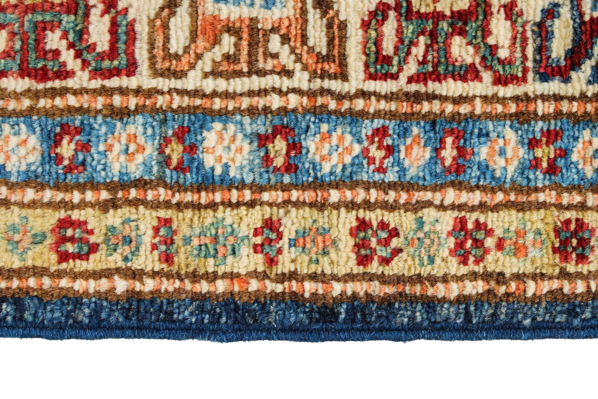 3x5 Navy and Ivory Kazak Tribal Rug