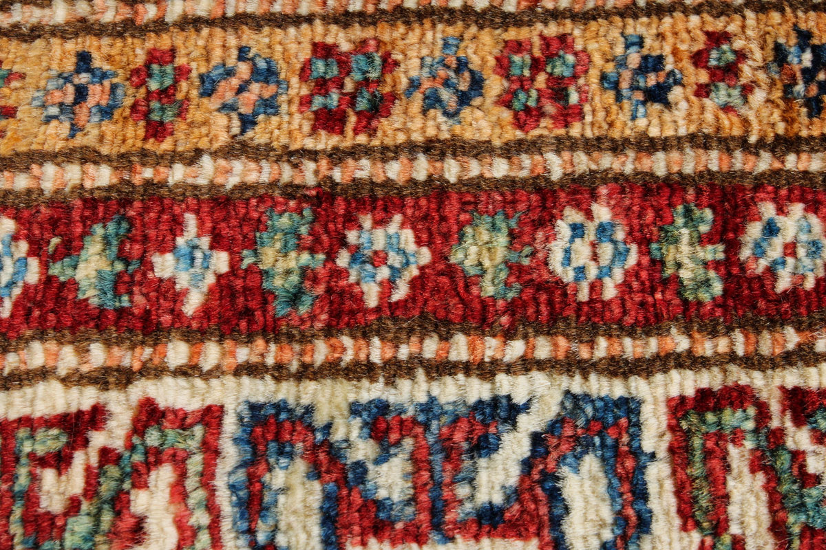 3x5 Navy and Ivory Kazak Tribal Rug