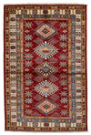 3x5 Red and Ivory Kazak Tribal Rug