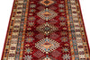 3x5 Red and Ivory Kazak Tribal Rug