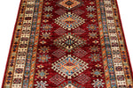 3x5 Red and Ivory Kazak Tribal Rug