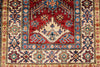 3x5 Red and Ivory Kazak Tribal Rug