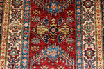 3x5 Red and Ivory Kazak Tribal Rug