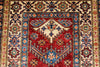 3x5 Red and Ivory Kazak Tribal Rug