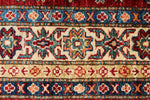 3x5 Red and Ivory Kazak Tribal Rug