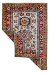 3x5 Gray and Red Kazak Tribal Rug