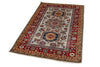 3x5 Gray and Red Kazak Tribal Rug