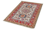 3x5 Gray and Red Kazak Tribal Rug