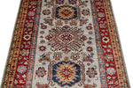 3x5 Gray and Red Kazak Tribal Rug