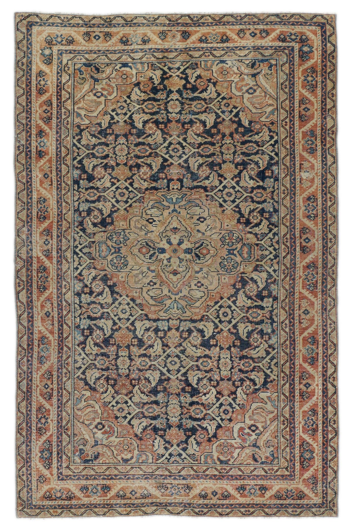 4x7 Navy and Beige Persian Traditional Rug