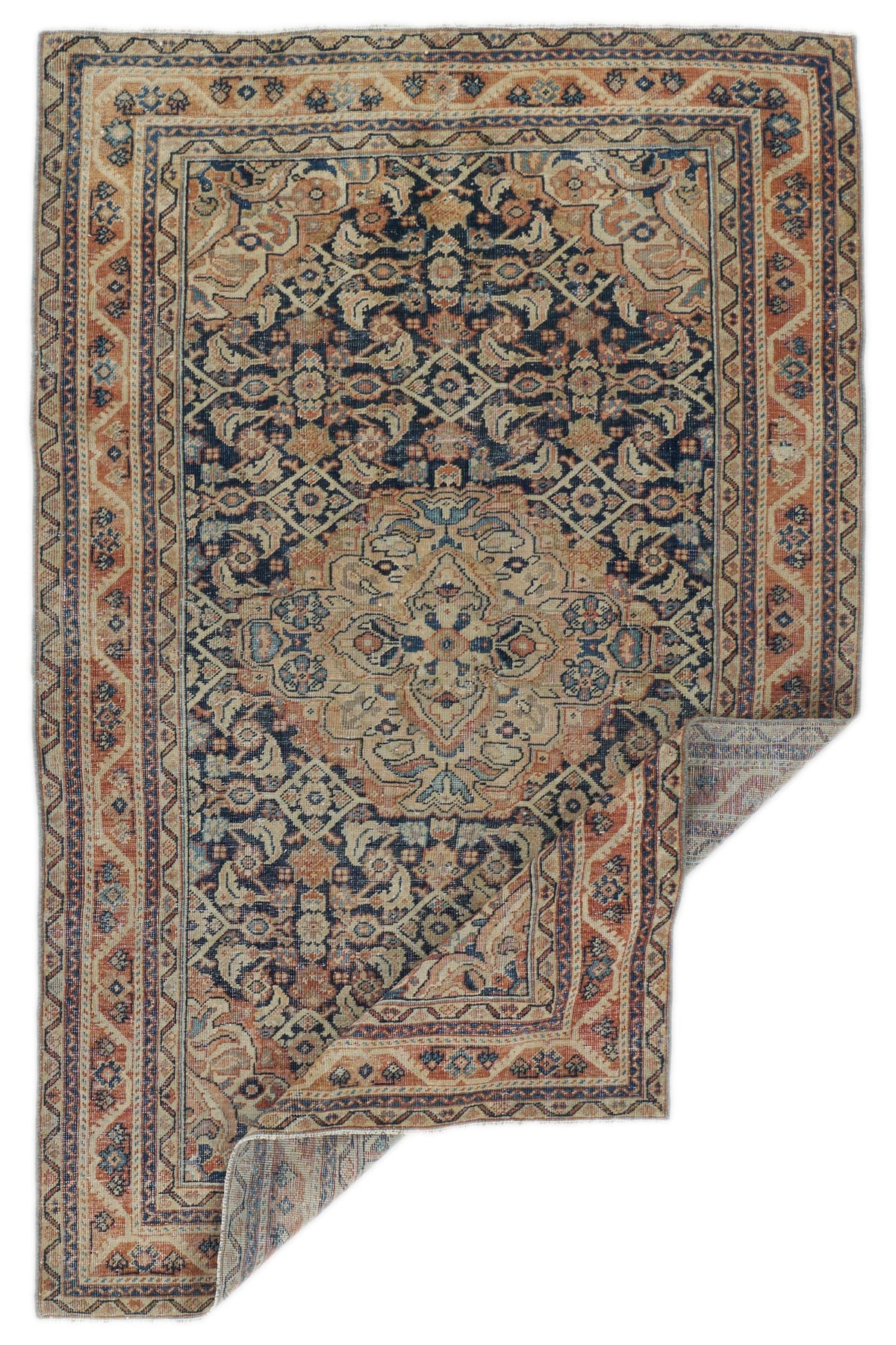 4x7 Navy and Beige Persian Traditional Rug