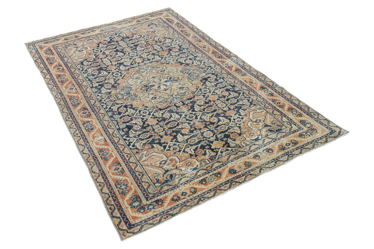 4x7 Navy and Beige Persian Traditional Rug