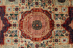 9x13 Red and Ivory Turkish Tribal Rug