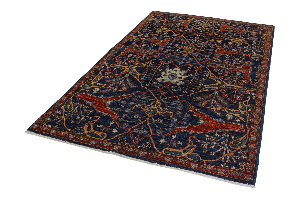 4x6 Navy and Multicolor Traditional Rug