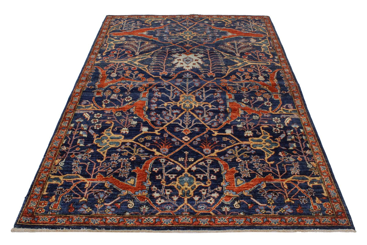 4x6 Navy and Multicolor Traditional Rug