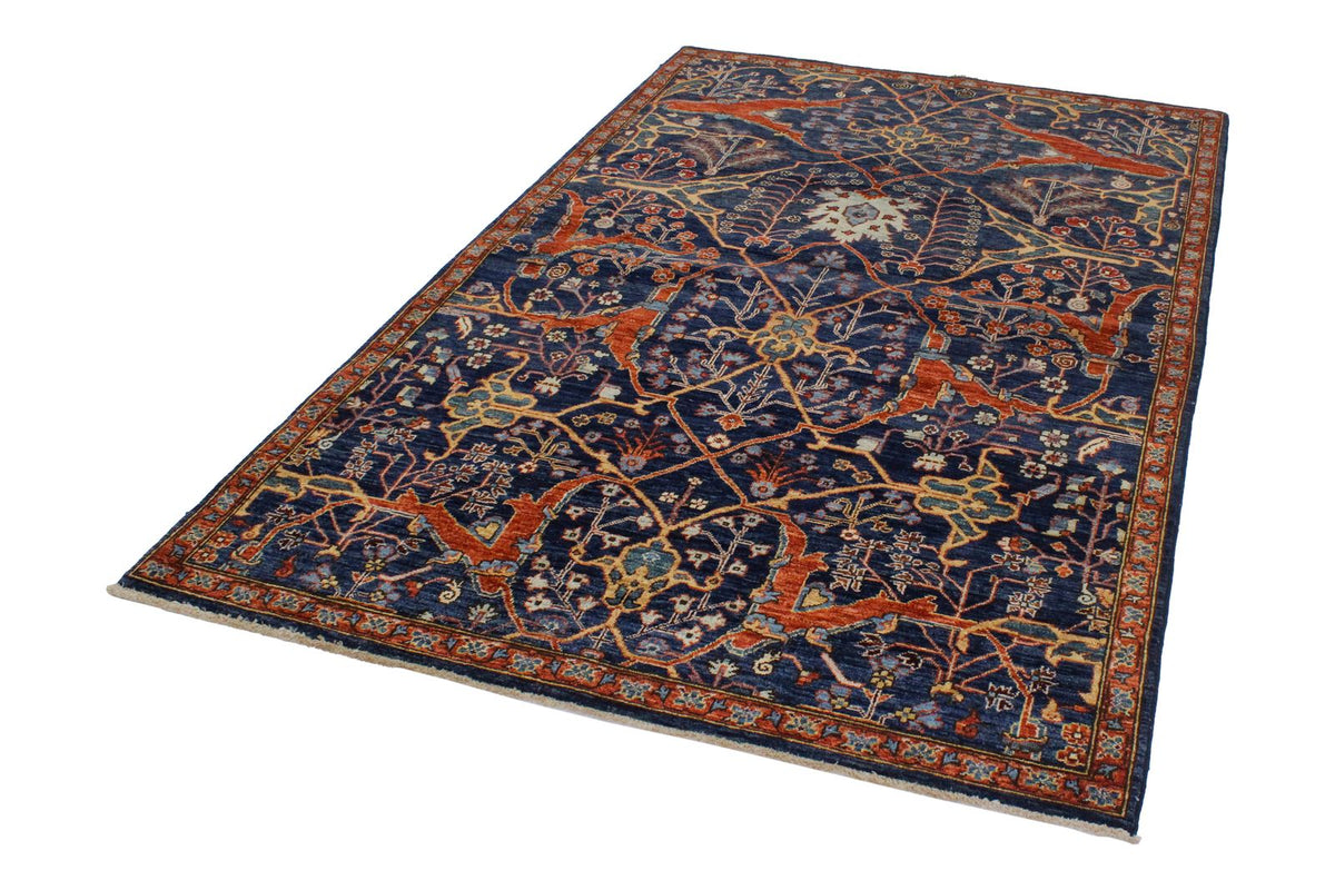 4x6 Navy and Multicolor Traditional Rug