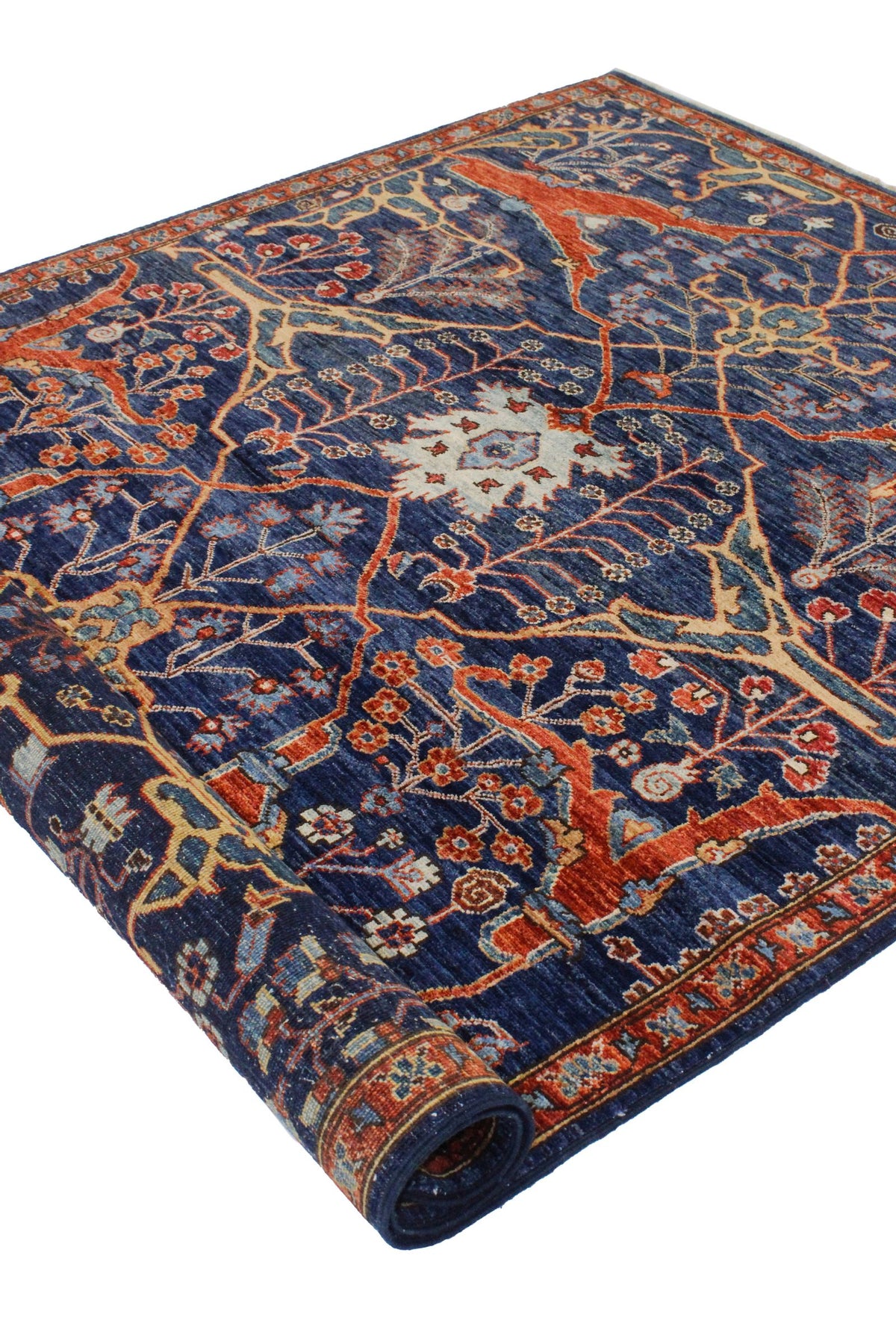 4x6 Navy and Multicolor Traditional Rug