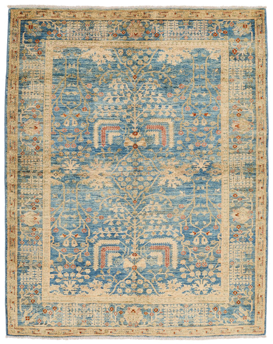 5x7 Light Blue and Ivory Anatolian Traditional Rug