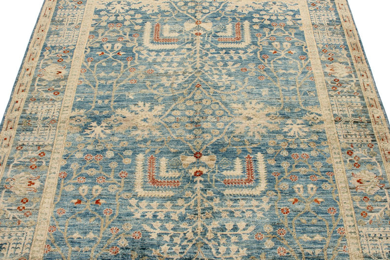 5x7 Light Blue and Ivory Anatolian Traditional Rug