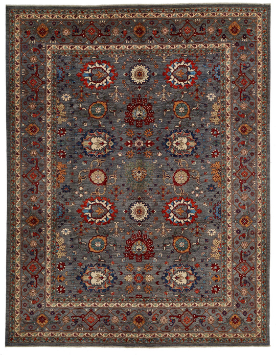 9x12 Gray and Multicolor Anatolian Traditional Rug
