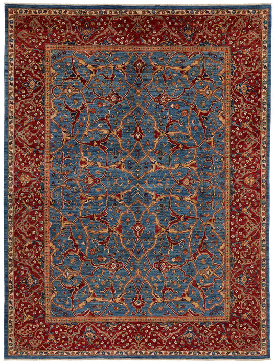 9x12 Blue and Red Anatolian Traditional Rug
