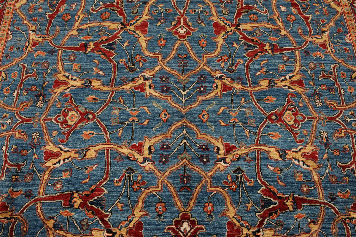 9x12 Blue and Red Anatolian Traditional Rug
