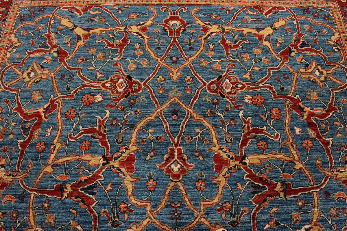 9x12 Blue and Red Anatolian Traditional Rug