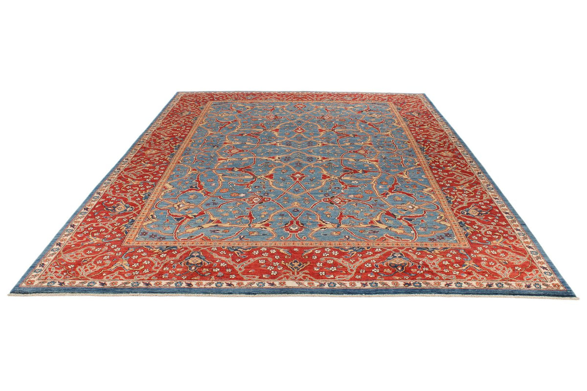 9x12 Blue and Red Anatolian Traditional Rug