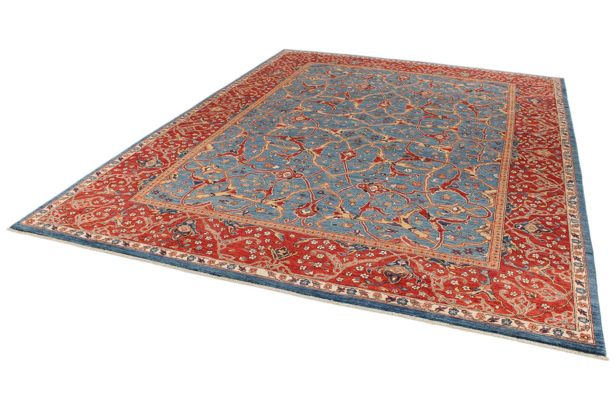9x12 Blue and Red Anatolian Traditional Rug