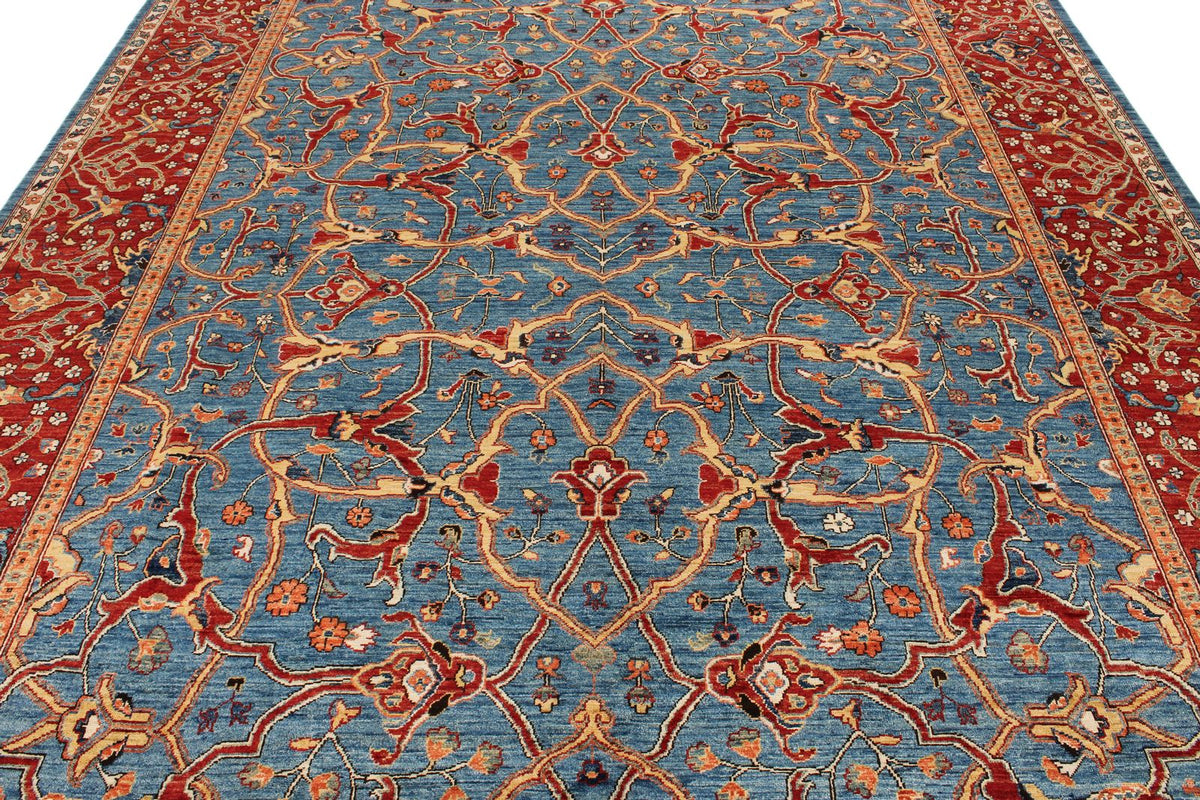 9x12 Blue and Red Anatolian Traditional Rug