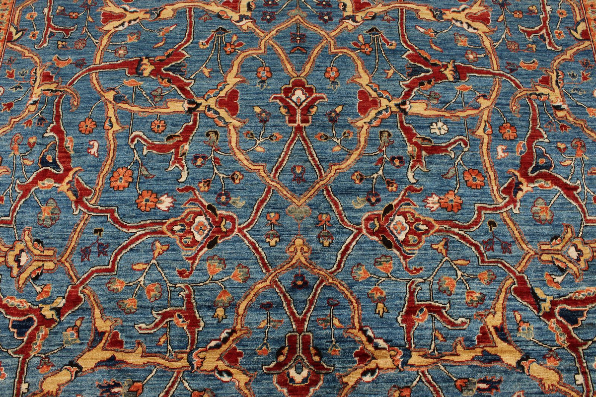 9x12 Blue and Red Anatolian Traditional Rug