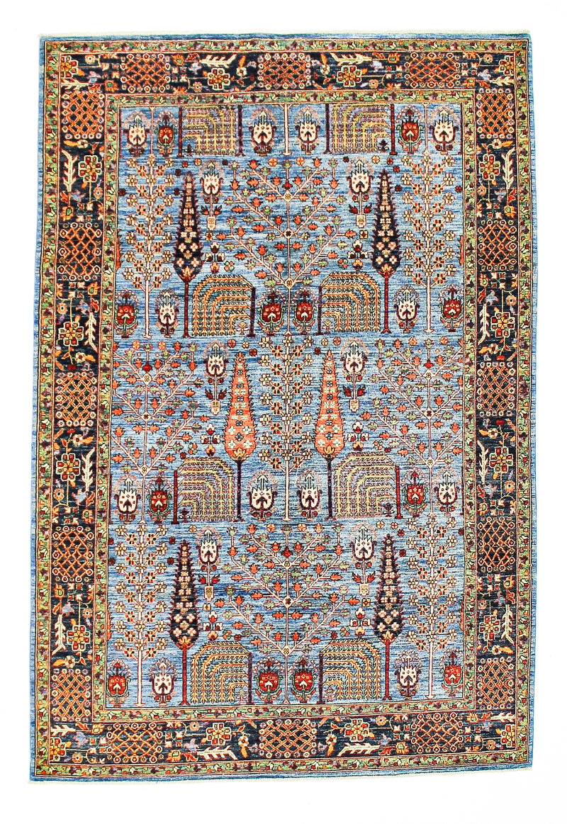 6x9 Light Blue and Navy Anatolian Traditional Rug