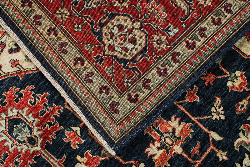 8x10 Navy and Red Anatolian Traditional Rug