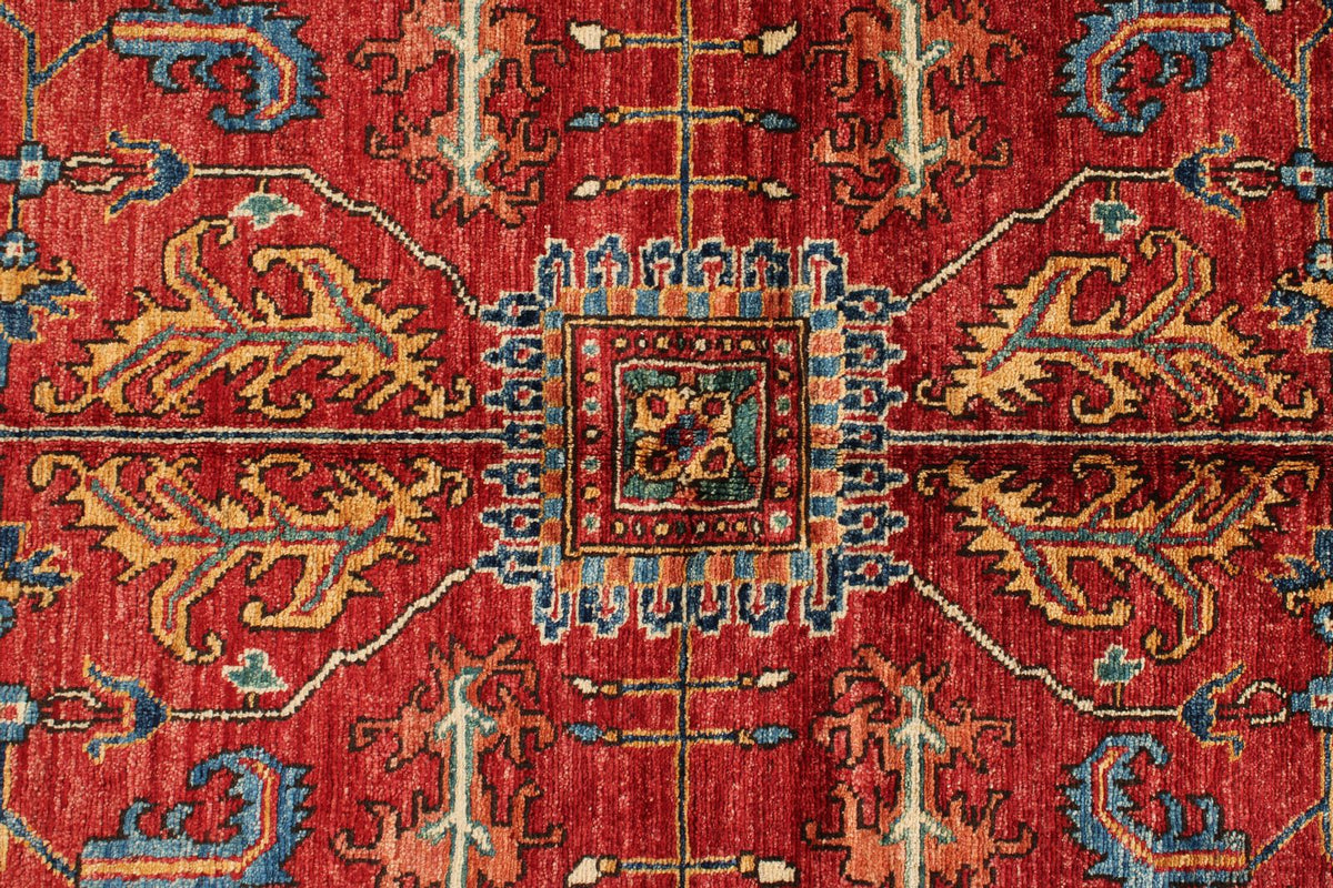 4x6 Red and Blue Anatolian Traditional Rug