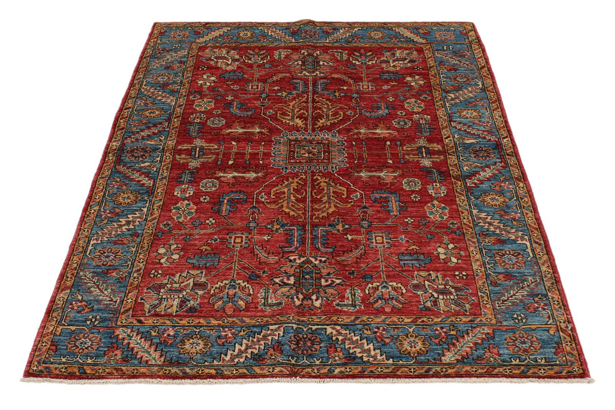 4x6 Red and Blue Anatolian Traditional Rug