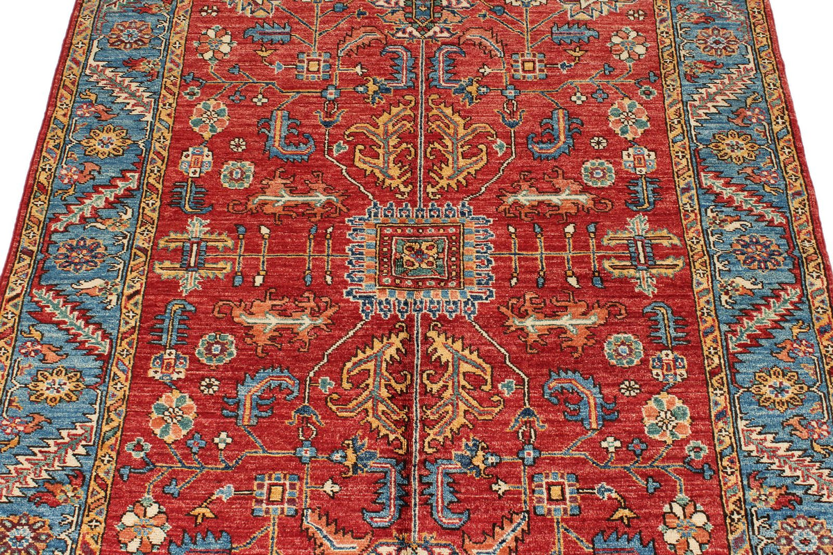 4x6 Red and Blue Anatolian Traditional Rug