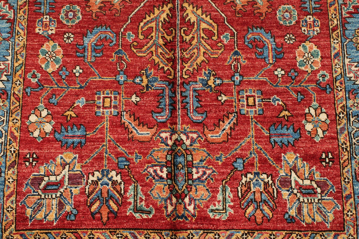 4x6 Red and Blue Anatolian Traditional Rug
