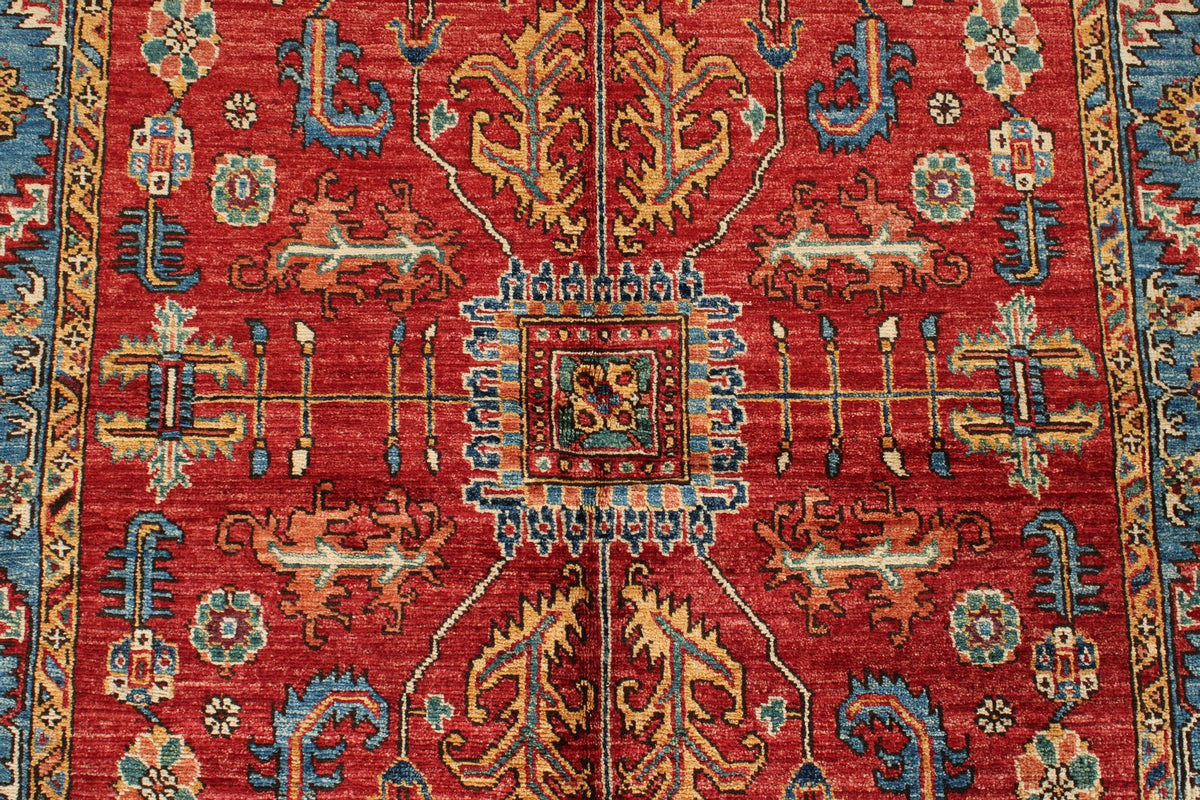 4x6 Red and Blue Anatolian Traditional Rug
