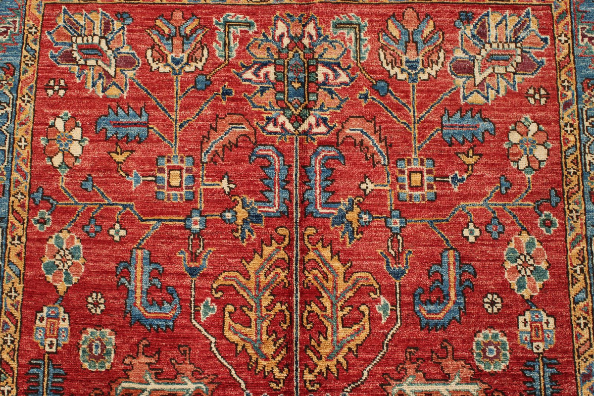4x6 Red and Blue Anatolian Traditional Rug