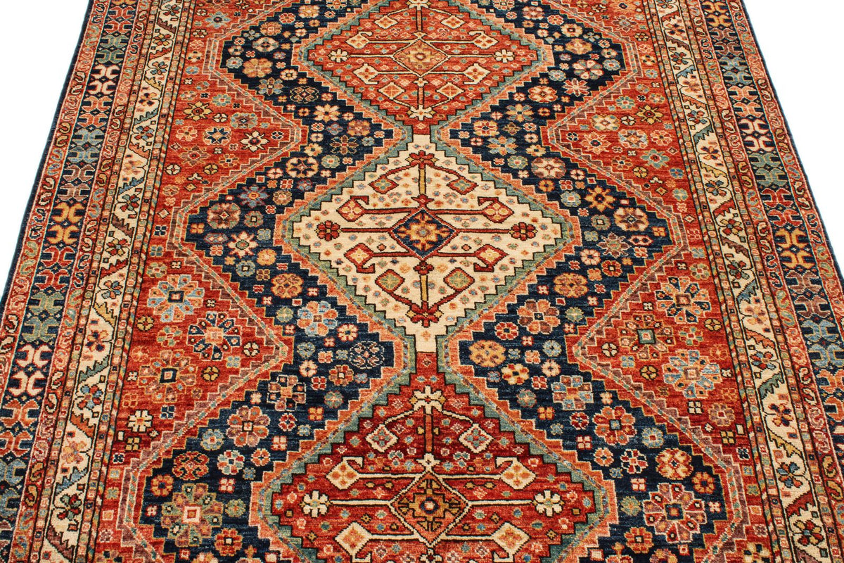 5x7 Red and Ivory Anatolian Traditional Rug