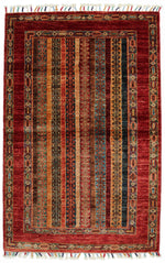 3x4 Multicolor and Red Turkish Tribal Rug