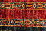 3x4 Multicolor and Red Turkish Tribal Rug