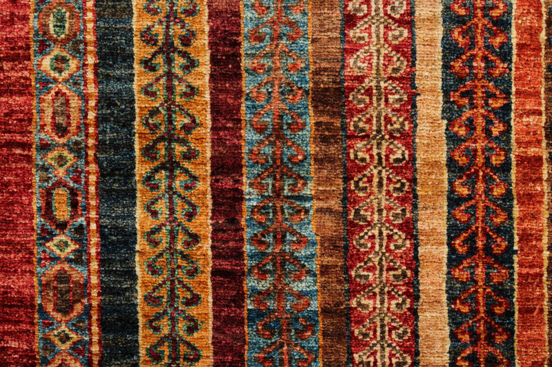 3x4 Multicolor and Red Turkish Tribal Rug