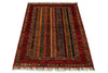 3x4 Multicolor and Red Turkish Tribal Rug